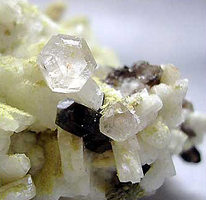 Fluorapatite, Malpartida quarry, Almeida, Beira, Portugal, crystal 3 mm; Felix Garcia collection and photo