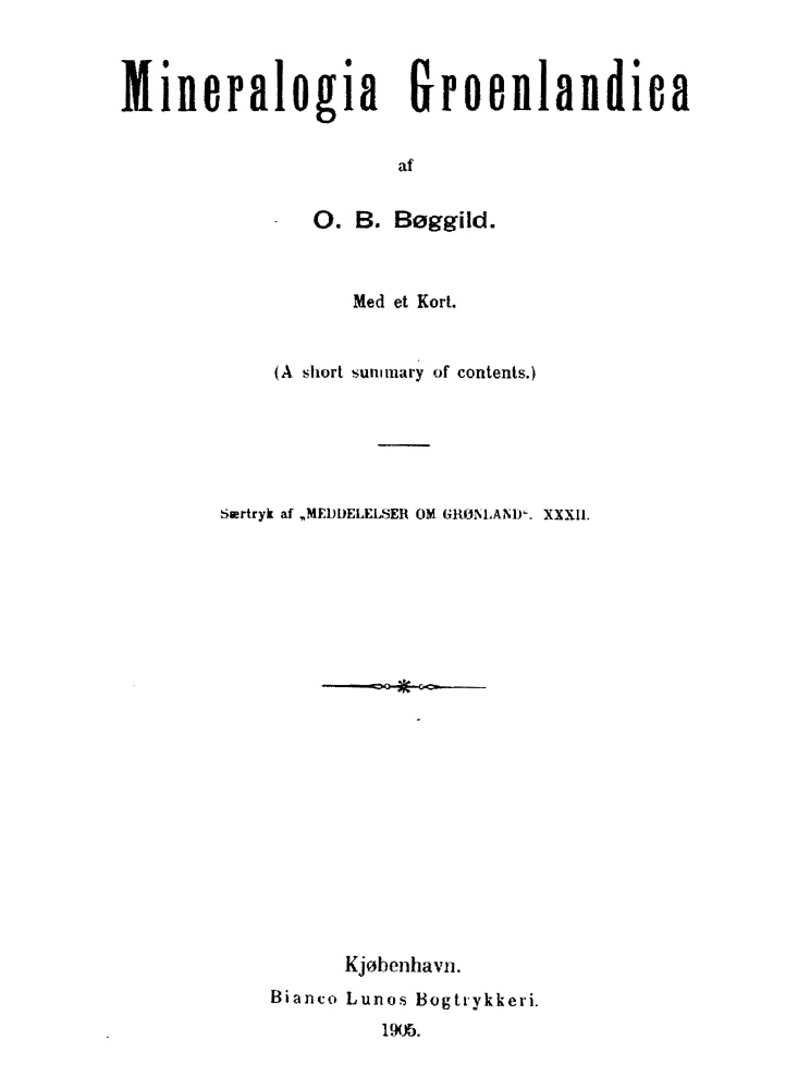 Boggild Ove Balthasar : Mineralogical Record