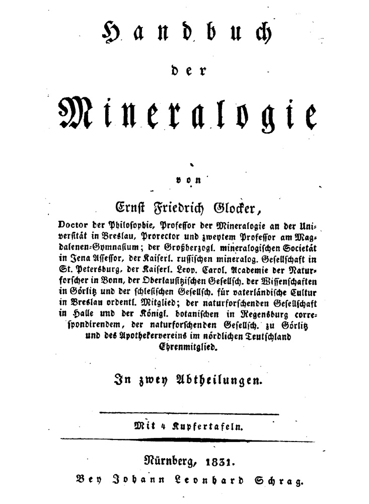 Glocker Ernst Friedrich : Mineralogical Record